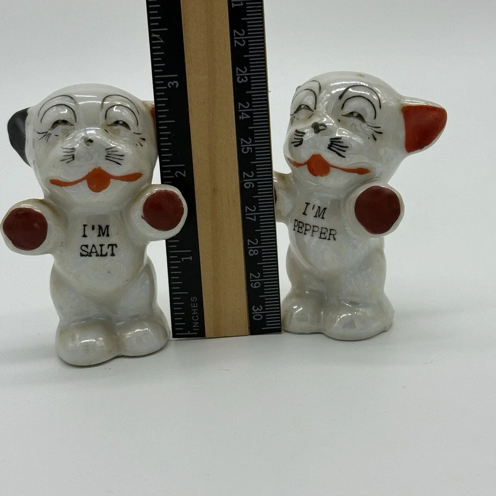 VTG Anthropomorphic Bonzo Dog Salt & Pepper‎ Shakers Marked Japan Retro Kitchen